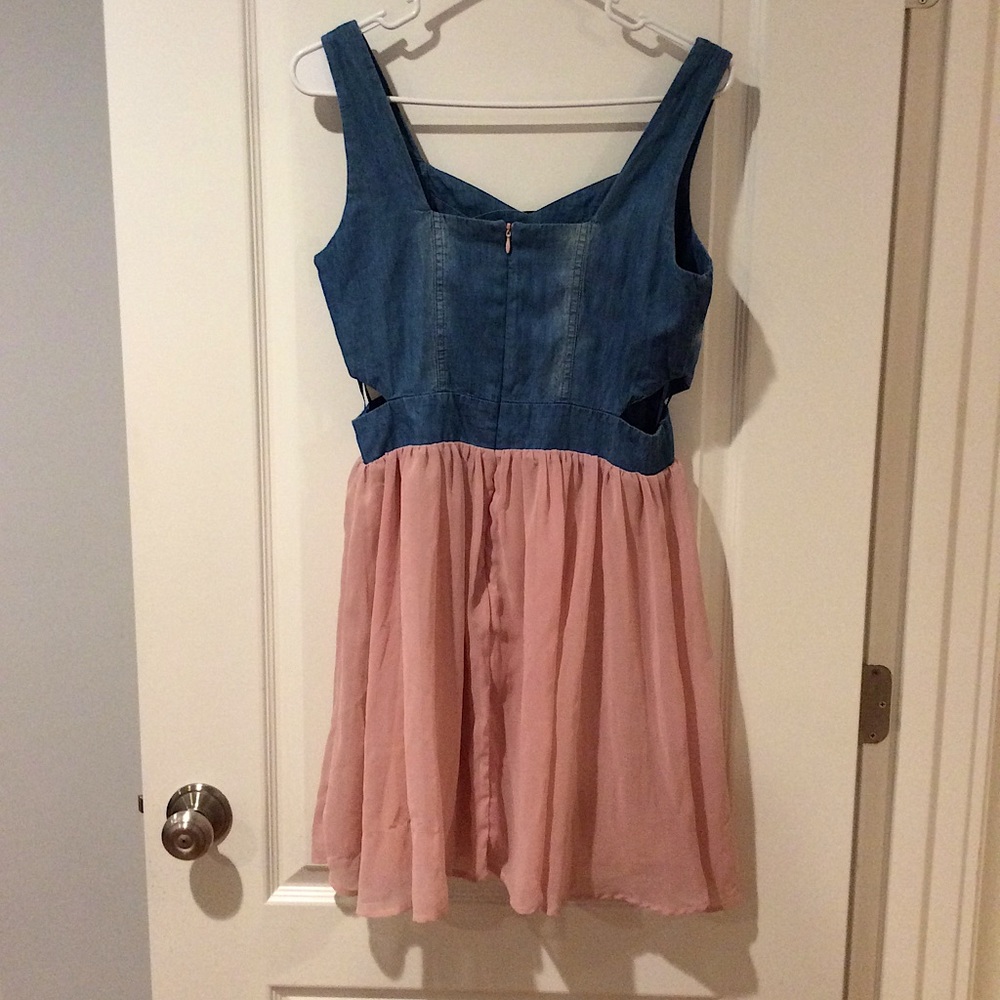 Pink + Denim Mini Dress - Picture 2 of 2